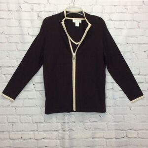 Elana By Tanner Women’s Silk Blend Sweater Set Sz 0/1 Full Zip Cardigan 0 Tank 1